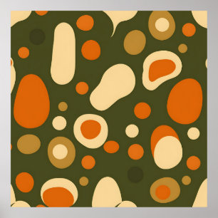Póster Patrón Retro de Formas Orgánicas Abstractas