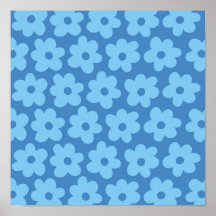 Patrón retro Hippie Preppy Blue Flower Y2K