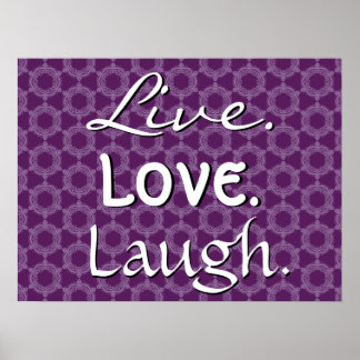 Póster Patrón retro morado de amor vivo Laugh 012
