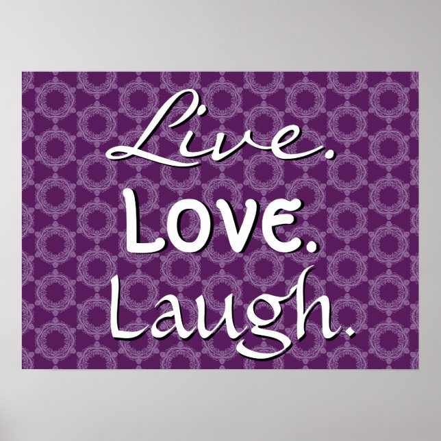 Póster Patrón retro morado de amor vivo Laugh 012 (Frente)