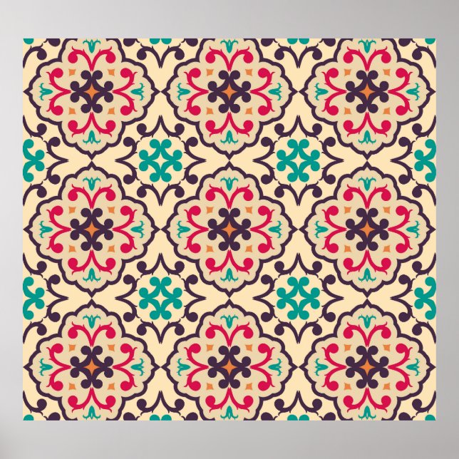 Póster Patrón retro: papel de pared, diseño textil (Frente)