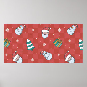 Póster Patrón rojo de navidades minimalistas