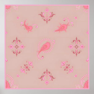 Póster Patrón rosa Paisley
