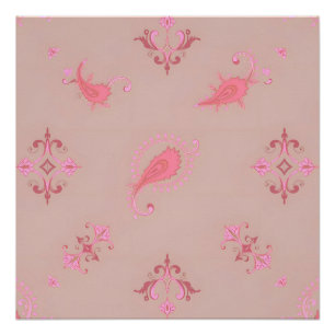 Póster Patrón rosa Paisley