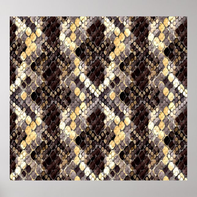 Póster Patrón Seamless de acuarela de piel silvestre (Frente)