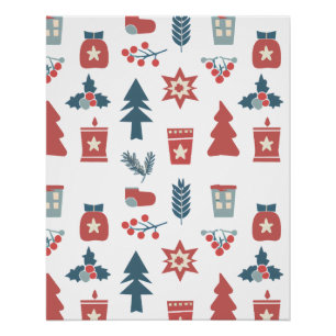 Póster Patrón simple de Navidades escandinavos