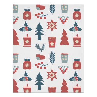 Póster Patrón simple de Navidades escandinavos