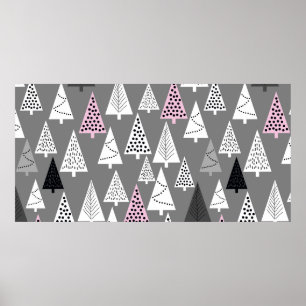 Póster Patrón simple de Navidades. Grises y blancos abstr