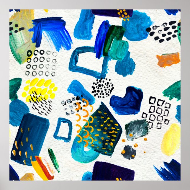 Póster Patrón sin brillo hecho con pinturas hechas a mano (Frente)