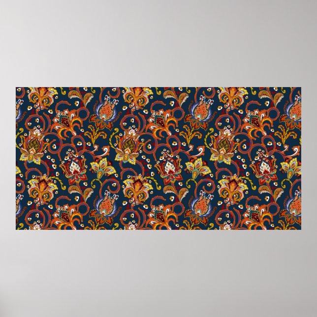 Póster Patrón sin costuras de flores dibujadas a mano (mo (Frente)