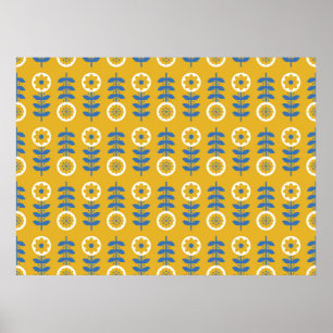 Póster Patrón sin costuras de flores estilizadas. Sabor e