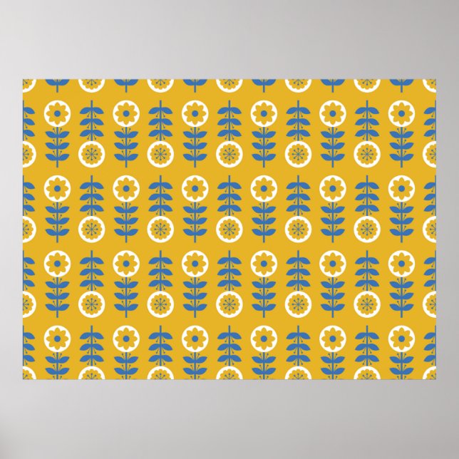 Póster Patrón sin costuras de flores estilizadas. Sabor e (Frente)