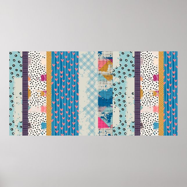 Póster Patrón sin fisuras, baldosas de patchwork.  (Frente)