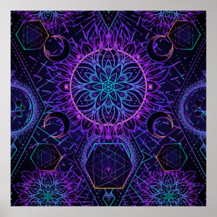 Póster Patrón sin fisuras de geometría sagrada. Símbolos