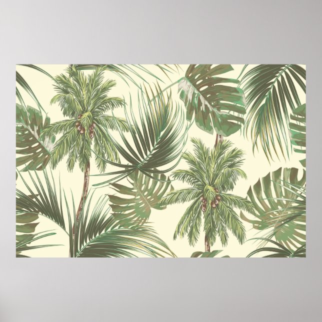 Póster Patrón sin fisuras de hojas tropicales (Frente)