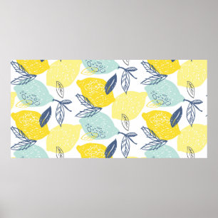 Póster Patrón sin fisuras de limonada dibujada a mano