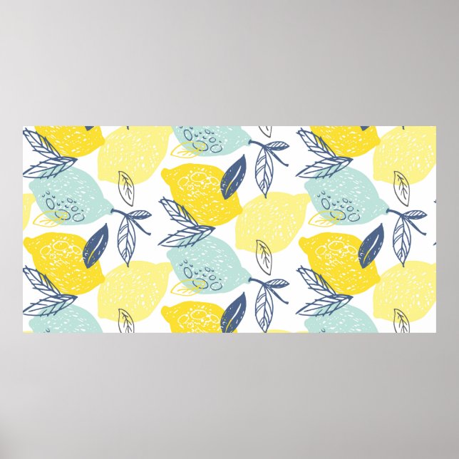 Póster Patrón sin fisuras de limonada dibujada a mano (Frente)