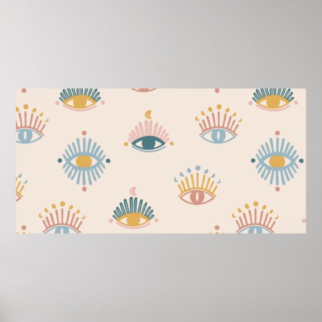 Póster Patrón sin fisuras de ojos místicos, fondo místico (Frente)