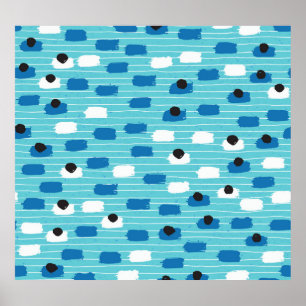 Póster Patrón sin fisuras de pincel, dibujado a mano.