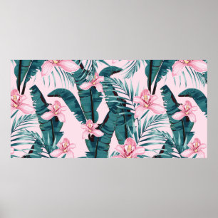 Póster Patrón sin fisuras de pintura de verano tropical c