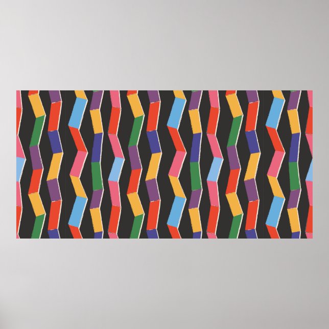 Póster Patrón sin fisuras del zig abstracto del arcoiris, (Frente)