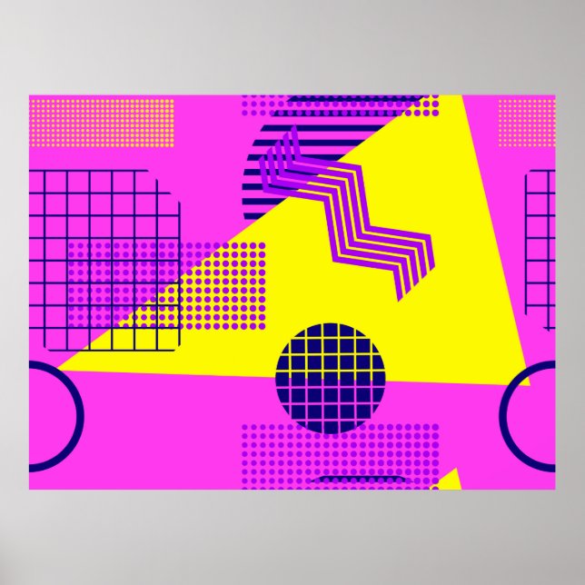 Póster Patrón sin fisuras Memphis, formas geométricas en (Frente)