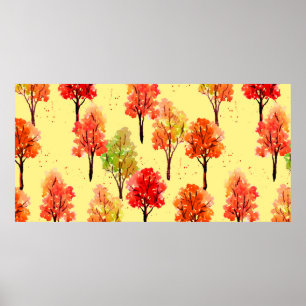 Póster Patrón sin foco, árboles de otoño. Iluminación de