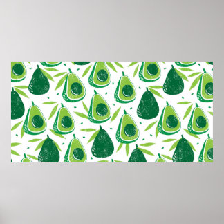 Póster Patrón sin foco con aguacates. Sello texturado vi