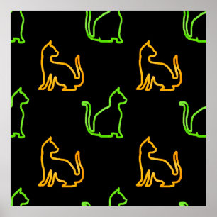 Póster Patrón sin foco con catsabstracto, animal, arte, a