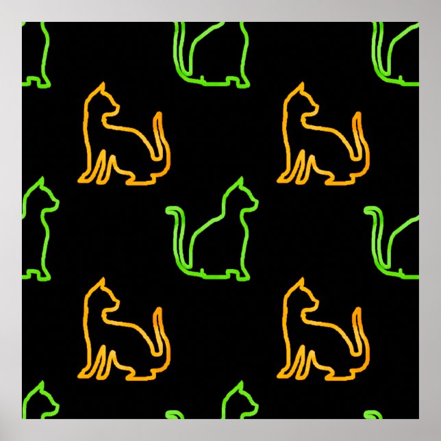 Póster Patrón sin foco con catsabstracto, animal, arte, a (Frente)