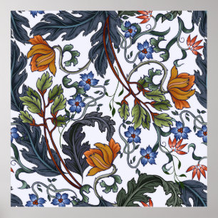 Póster Patrón sin foco con flores de estilo art deco. M