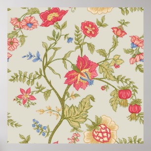 Póster Patrón sin foco con flores ornamentales estilizada