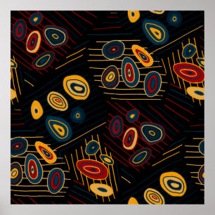 Póster Patrón sin foco con garabatos abstractos modernos.