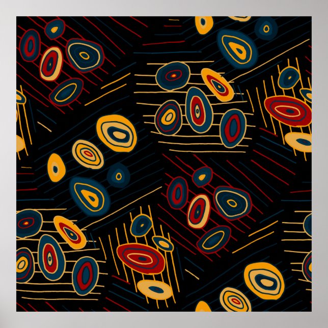 Póster Patrón sin foco con garabatos abstractos modernos. (Frente)