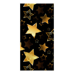 Póster Patrón sin foco con las estrellas doradas
