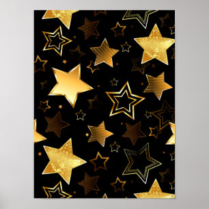 Póster Patrón sin foco con las estrellas doradas