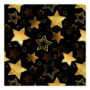 Póster Patrón sin foco con las estrellas doradas