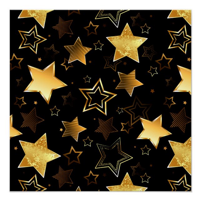 Póster Patrón sin foco con las estrellas doradas (Anverso)