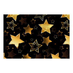 Póster Patrón sin foco con las estrellas doradas