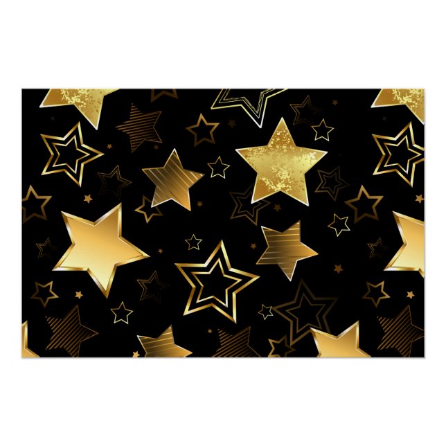 Póster Patrón sin foco con las estrellas doradas (Anverso)