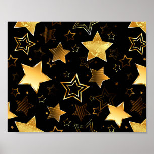 Póster Patrón sin foco con las estrellas doradas