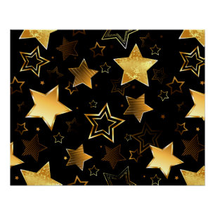 Póster Patrón sin foco con las estrellas doradas