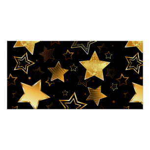 Póster Patrón sin foco con las estrellas doradas