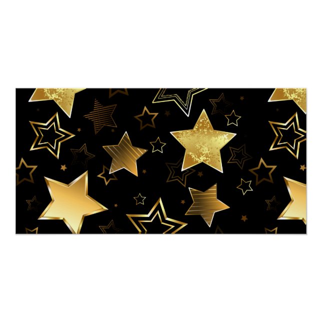 Póster Patrón sin foco con las estrellas doradas (Anverso)