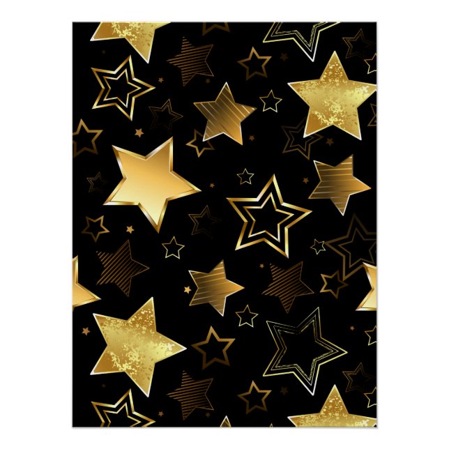 Póster Patrón sin foco con las estrellas doradas (Anverso)