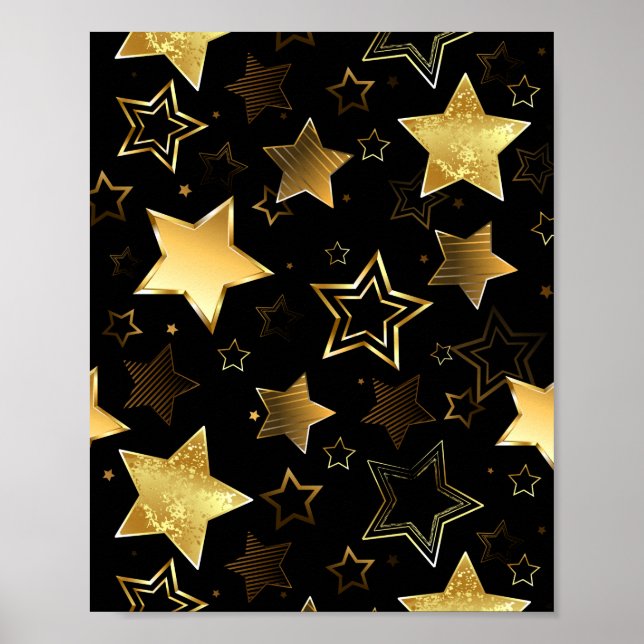 Póster Patrón sin foco con las estrellas doradas (Frente)