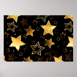 Póster Patrón sin foco con las estrellas doradas