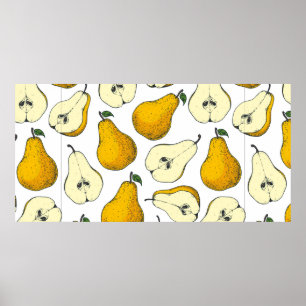 Póster Patrón sin foco con pera. Reproducción de patrones