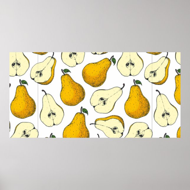 Póster Patrón sin foco con pera. Reproducción de patrones (Frente)