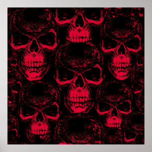 Póster Patrón sin foco con siniestro ataque humano dibuja